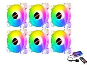 6 Pack RGB Case Fans,HSCCGI 120mm Silent Computer Cooling PC Case Fan RGB Color Changing LED Fan with Remote Controller Fan Hub and Extension