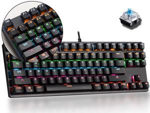 HSCCGI Mechanical Keyboard 87 Keys Small Compact Multicolour LED Backlit Wired USB Gaming Keyboard with Blue Switches, Metal Construction, Water Resistant for Windows PC Laptop game,BLACK HSCCGI Mechanical Keyboard 87 Keys Small Compact Multicolour LED Backlit Wired USB Gaming Keyboard with Blue Switches, Metal Construction, Water Resistant for Windows PC Laptop game,BLACK
