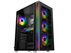 HSCCGI ATX Mid-Tower Chassis Gaming PC Case 4 LED Fans Pre-Installed, Translucent Tempered Glass USB 3.0 Cable Management/Airflow Gaming Style Windows Computer Case HSCCGI ATX Mid-Tower Chassis Gaming PC Case 4 LED Fans Pre-Installed, Translucent Tempered Glass USB 3.0 Cable Management/Airflow Gaming Style Windows Computer Case