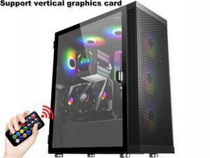 HSCCGI E-ATX 4pcs 120mm RGB Fans and USB 3.0 Mesh Mid-ATX Tower Chassis Gaming PC Case, Opening Tempered Glass Panels Gaming Style Windows Computer Case Desktop Case HSCCGI E-ATX 4pcs 120mm RGB Fans and USB 3.0 Mesh Mid-ATX Tower Chassis Gaming PC Case, Opening Tempered Glass Panels Gaming Style Windows Computer Case Desktop Case