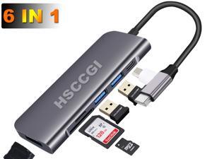 6 in 1 USB Type C HUB with to 4K@30Hz HDMI, USB 3.0 Ports, SD/TF Card Reader, Multiport Adapter Dongle for IPad MacBook Air Pro and Other Type C Laptops (Gray) 6 in 1 USB Type C HUB with to 4K@30Hz HDMI, USB 3.0 Ports, SD/TF Card Reader, Multiport Adapter Dongle for IPad MacBook Air Pro and Other Type C Laptops (Gray)