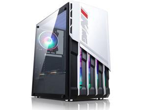 White Elegant Mid-Tower Computer Case with Powerful Airflow and Tempered Glass Left Panel White Elegant Mid-Tower Computer Case with Powerful Airflow and Tempered Glass Left Panel