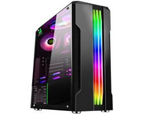 HSCCGI ATX Mid-Tower PC Gaming Case ARGB Front Panel Light Bar-3pcs 120mm LED Fans Digital -2 Panels USB3.0-Black Frame-Computer Chassis Desktop Case HSCCGI ATX Mid-Tower PC Gaming Case ARGB Front Panel Light Bar-3pcs 120mm LED Fans Digital -2 Panels USB3.0-Black Frame-Computer Chassis Desktop Case