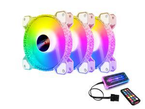 3 Pack RGB Case Fans,COOLMOON 120mm Silent Computer Cooling PC Case Fan RGB Color Changing LED Fan with Remote Controller Fan Hub and Extension