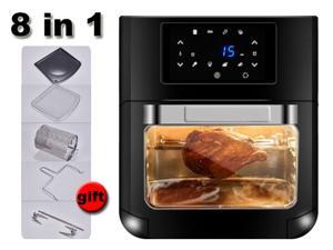 Air Fryer, 12L Air Fryer Oven 8-in-1, 1700W Electric Rotisserie Oven with LED Digital Touchscreen, Included 5 Accessories,Black