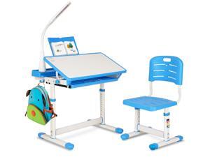 FUFU&GAGA Children Desk, Height Adjustable Kids Study Table and Chair Set, Childs Desk w/Lamp School Student Writing Desk w/Pull Out Drawer Storage,Pencil Case,Bookstand Blue FUFU&GAGA Children Desk, Height Adjustable Kids Study Table and Chair Set, Childs Desk w/Lamp School Student Writing Desk w/Pull Out Drawer Storage,Pencil Case,Bookstand Blue