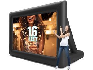 Jumbo 16 Feet Inflatable Outdoor and Indoor Theater Projector Screen - Includes Inflation Fan, Tie-Downs and Storage Bag - Supports Front and Rear Projection