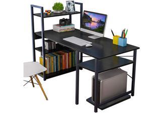 FUFU&GAGA Tower Computer Desk with 4 Tier Shelves - 47.6'' Multi Level Writing Study Table with Bookshelves Modern Steel Frame Wood Desk Compact Home Office Workstation (Black) FUFU&GAGA Tower Computer Desk with 4 Tier Shelves - 47.6'' Multi Level Writing Study Table with Bookshelves Modern Steel Frame Wood Desk Compact Home Office Workstation (Black)