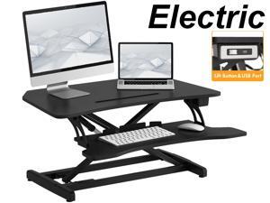 Standing Desk with Height Adjustable - Massfits Stand Up Desk Converter, 34 inches Ergonomic Tabletop Workstation Riser Fits Dual Monitors Black Standing Desk with Height Adjustable - Massfits Stand Up Desk Converter, 34 inches Ergonomic Tabletop Workstation Riser Fits Dual Monitors Black