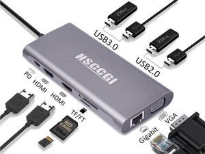 Docking Station, USB C Hub, 11 in 1 Laptop Docking Station Triple-Display USB C Adapter for MacBook and Windows with Dual HDMI, VGA, PD 3.0, 4 USB Ports,Gigabit Ethernet, SD/TF Card Reader Docking Station, USB C Hub, 11 in 1 Laptop Docking Station Triple-Display USB C Adapter for MacBook and Windows with Dual HDMI, VGA, PD 3.0, 4 USB Ports,Gigabit Ethernet, SD/TF Card Reader