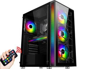 ATX Mid Tower Gaming Computer Case 4 RGB Fans Tempered Glass USB 3.0 Port,Cable Management/Airflow, Gaming Style Window Case ,Black ATX Mid Tower Gaming Computer Case 4 RGB Fans Tempered Glass USB 3.0 Port,Cable Management/Airflow, Gaming Style Window Case ,Black