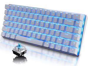 Mechanical Keyboard, 82 Keys Layout, Blue Switches, Blue LED Backlit, Aluminum Portable Wired Gaming Keyboard, Pluggable Cable, for Games Work and Daily Use, White Mechanical Keyboard, 82 Keys Layout, Blue Switches, Blue LED Backlit, Aluminum Portable Wired Gaming Keyboard, Pluggable Cable, for Games Work and Daily Use, White