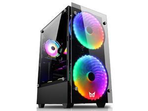 ATX Mid-Tower Gaming PC Case with 2Pre-Installed 200mm rainbow Fans and 1x120 rainbow fan , Two Side Tempered Glass, , USB 3.0 I/O Port, 2xMagnet Dust Filter ATX Mid-Tower Gaming PC Case with 2Pre-Installed 200mm rainbow Fans and 1x120 rainbow fan , Two Side Tempered Glass, , USB 3.0 I/O Port, 2xMagnet Dust Filter