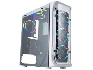 HSCCGI High Airflow Design, ATX Mid-Tower,6*120mm rainbow Lighting, Tempered glass side panel/acrylic front panel,White HSCCGI High Airflow Design, ATX Mid-Tower,6*120mm rainbow Lighting, Tempered glass side panel/acrylic front panel,White