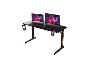 55" E-Sports Gaming Desk - NEO E-Sports Computer Desk Table with Large Size Ergonomic Surface and K-Shaped Heavy Duty Construction with Cup Holder Headphone Hook & 2 Cable Management Holes