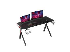E-Sports Computer Desk Table 55" Gaming Desk  with Large Size Ergonomic Surface and K-Shaped Heavy Duty Construction for Home or Office, Computer Workstation