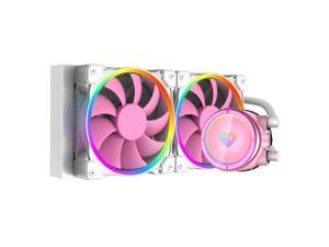 ID-COOLING PINKFLOW 240 CPU Water Cooler LGA1700 Compatible 5V Addressable RGB AIO Cooler 240mm CPU Liquid Cooler 2X120mm RGB Fan, Intel 1700/115X/1200/2066, AMD AM4 (Remote Control is Included)