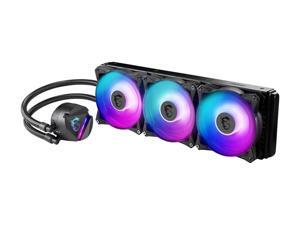 MSI MAG CORELIQUID 360R AIO Liquid CPU Cooler, 360mm Radiator, Triple 120mm PWM Fans, RGB Lighting Controlled by Software 500 - 2000 RPM 21.63 - 78.73 CFM Radiator Dim. 394 x 120 x 27mm Fan Dim. 120 x MSI MAG CORELIQUID 360R AIO Liquid CPU Cooler, 360mm Radiator, Triple 120mm PWM Fans, RGB Lighting Controlled by Software 500 - 2000 RPM 21.63 - 78.73 CFM Radiator Dim. 394 x 120 x 27mm Fan Dim. 120 x