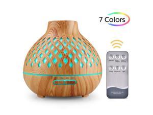 Essential Oil Diffuser, Remote Control Diffusers for Essential oils, Ultrasonic Humidifier, Aromatherapy Diffuser with Waterless Auto-Off (Rhombus Wood Grain)