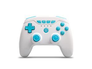 Switch Controllers, Wireless 6-Axis Gamepad Bluetooth Dual Vibration Controller For Switch Pro, Product color: White + Blue Button