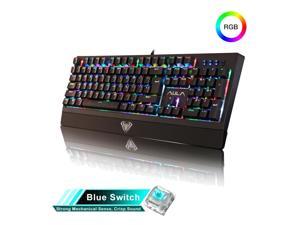 Gaming Keyboard, AULA S2018 Wing Of Liberty 104 Keys USB RGB Light Wired Mechanical Gaming Keyboard, Blue Shaft