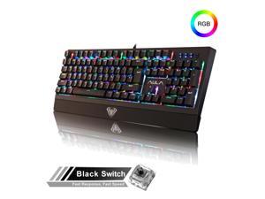 Gaming Keyboard, AULA S2018 Wing Of Liberty 104 Keys USB RGB Light Wired Mechanical Gaming Keyboard, Black Shaft