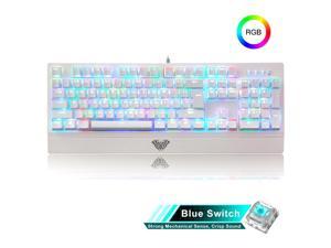 Gaming Keyboard, AULA S2018 Wing Of Liberty 104 Keys USB RGB Light Wired Mechanical Gaming Keyboard,Blue Shaft