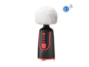 SUOAI MC11 Wireless Voice Changing Mobile Phone Bluetooth Singing Microphone, Colour: Ink Black+White Plush Cover