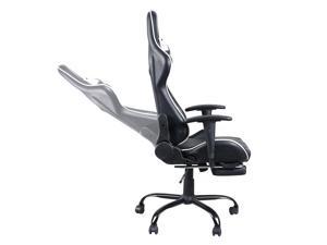 Gaming Chair - High Back Swivel Chair Racing  Office Chair with Footrest Tier Black & White