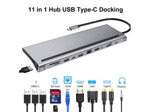 11 in 1 USB Type C Hub, Adapter Laptop Docking Station HDMI VGA RJ45 PD for MacBook HP Lenovo Surface Compatible
