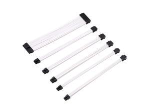 Sleeve Extension Power Supply Cable Kit, Power Supply with Extra-Sleeved 24-PIN 6-PIN 4+4 PIN - 6 pcs, White Sleeve Extension Power Supply Cable Kit, Power Supply with Extra-Sleeved 24-PIN 6-PIN 4+4 PIN - 6 pcs, White