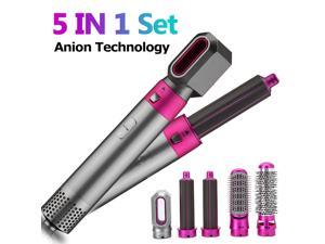 5 In 1 Hair Dryer Brush Set, Hot Air Brush & Styler Volumizer, One-Step Hair Dryer and Volumize with Negative Ionic Reduce Frizz and Statics for Curling,Drying and Straightening(Pink)