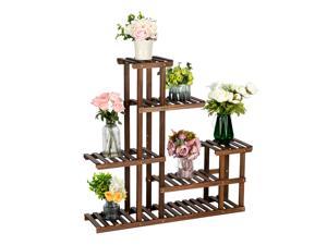 Outdoor Plant Stand - 5 Floors 10 Seats Multifunctional Carbonized Indoor Wood Plant Stand
