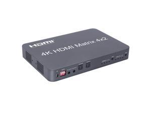 4K HDMI-compatible Matrix 4x2 EDID 3840*2160/30Hz Support independent audio output by optical fiber or stereo head phone