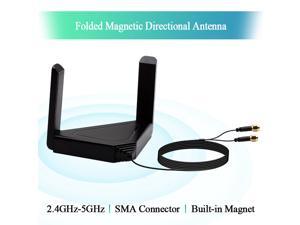 6dBi WiFi Network Antennas Dual Band with RP-SMA Female Connector, AC 2.4GHz 5GHz Antennas with Magnetic Base Work with PCI-E Wi-Fi Network Card USB WiFi Adapter Wireless Router Extender IP Camera
