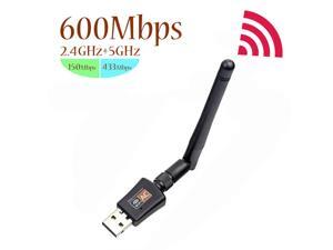 600Mbps USB Wifi Adapter for PC Mini 802.11ac Dual Band 2.4G/5G High Gain 2dBi Antenna Wireless Network Adapter Wi-Fi Dongle Adapter Support Windows XP,Win Vista,Win 7,Win 8.1, Win 10,Mac OS X 10