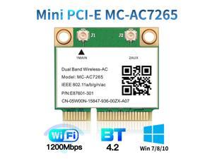 1200Mbps Bluetooth 4.2 MC-AC7265 Half Mini PCI-E Wifi Card Wireless AC7265 802.11ac 2.4G 5Ghz For Laptop Better than Intel 7260 7260HMW