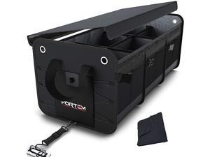 Car Trunk Organizer, Foldable Cover, Non-Slip Waterproof Bottom, Straps, Cargo Storage (3 Compartments, Black) Car Trunk Organizer, Foldable Cover, Non-Slip Waterproof Bottom, Straps, Cargo Storage (3 Compartments, Black)