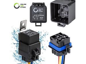 1 Pack 5-Pin 12V Bosch Style Waterproof Relay Kit [Harness Socket] [12 AWG Hot Wires] [SPDT] [30/40 Amp] 12 Volt Automotive Marine Relays for Boats Auto Fan Cars