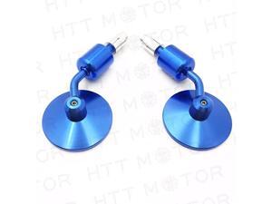 MT425-25- CNC Blue Rear View Handle Bar End Round Mirrors 1" 25mm MT425-25- CNC Blue Rear View Handle Bar End Round Mirrors 1" 25mm
