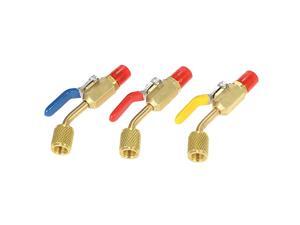 Air Conditioning Refrigerant Angled Compact Ball Valve 3PCS Color Coded R410A R134A Shut Valves for AC HVAC Refrigeration Charging Hoses Air Conditioning Refrigerant Angled Compact Ball Valve 3PCS Color Coded R410A R134A Shut Valves for AC HVAC Refrigeration Charging Hoses