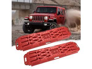 Pack of 2 Autoxrun Red Traction Mat Fits Off-Road Mud Sand Snow Vehicle Extraction Traction Boards 