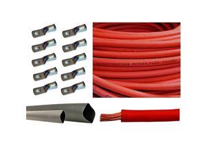 Gauge AWG 20 Feet Red Welding Battery Pure Copper Flexible Cable + 10pcs of 3/" Tinned Copper Cable Lug Terminal Connectors + 3 Feet Black Heat Shrink Tubing Gauge AWG 20 Feet Red Welding Battery Pure Copper Flexible Cable + 10pcs of 3/" Tinned Copper Cable Lug Terminal Connectors + 3 Feet Black Heat Shrink Tubing