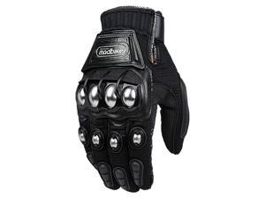 Alloy Steel Outdoor Gloves Motorcycle Powersports Racing Gloves (XL, BLACK)