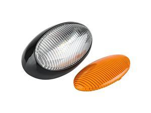 RV 12V LED Oval Porch Utility Light - Clear & Amber Lenses (Black)