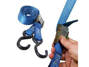 2 Motorcycle Kayak Tie-Down Cam Straps 1" x 9' Strong TieDown Straps with Durable Polyester and Vinyl-Coated S Hooks, Tie Down Cargo | for Pickup Bed, Moving Truck, Van, Trailer