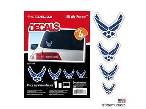 Licensed US Air Force Decals - 4 Piece Air Force Sticker for Truck or Car Windows, Phones, Tablets & Laptops – Large Military Decals 1.75 to 4 Inches – Car Decals Military Collection