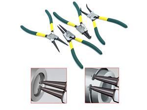 4 Pcs Snap Ring Pliers Set, 7-Inch Internal/External Snap Ring Pliers Set, Heavy Duty External/Internal Circlip Pliers with Straight/Bent Jaw for Ring Remover Retaining