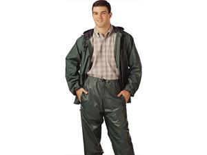 S66218.3X 2 Piece PVC/Nylon Zipper Front Plain Pants with Attached Hood, Size 3X, Green