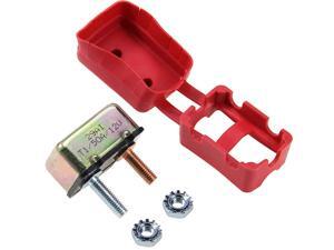 6-28V 50 Amps Circuit Breaker 10-32 Stud Bolt Terminals Bracket Automatic Reset for Automotive RV ATV Marine Boat with Protective Red Boot Cover 50A 2 Pack 6-28V 50 Amps Circuit Breaker 10-32 Stud Bolt Terminals Bracket Automatic Reset for Automotive RV ATV Marine Boat with Protective Red Boot Cover 50A 2 Pack